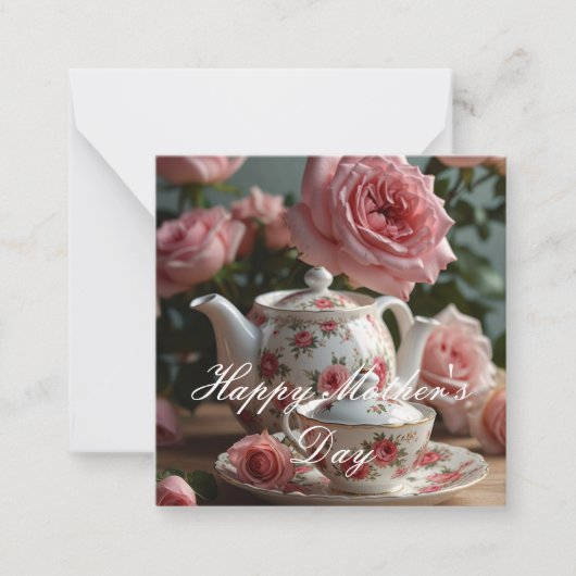 Roze Koolrozen Thee Notitiekaartje (Voorkant)