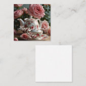 Roze Koolrozen Thee Notitiekaartje (Voorkant / Achterkant)