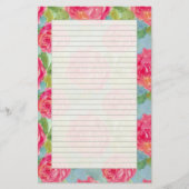 Roze Koolrozen Waterverf Brief Schrijven Briefpapier (Voorkant)