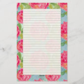 Roze Koolrozen Waterverf Brief Schrijven Briefpapier (Achterkant)