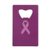 Roze koolstofbewustwording Fuchsia Carbon Fibre Creditkaart Flessenopener (Voorkant)