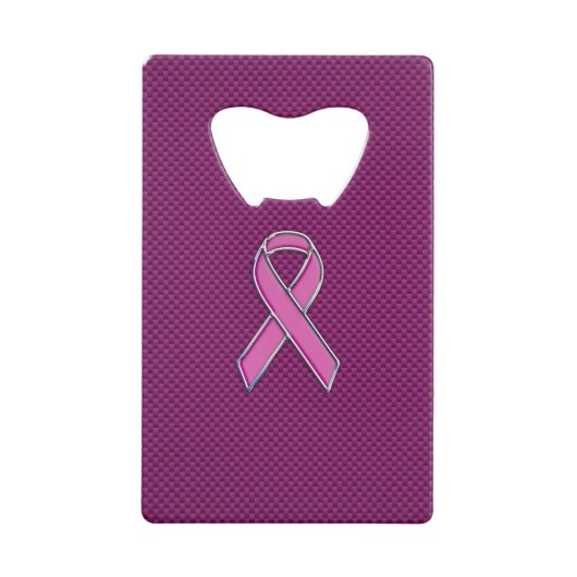 Roze koolstofbewustwording Fuchsia Carbon Fibre Creditkaart Flessenopener (Voorkant)