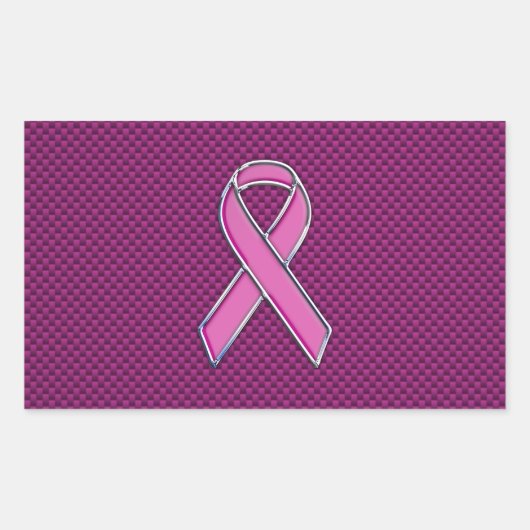Roze koolstofbewustwording Fuchsia Carbon Fibre Rechthoekige Sticker (Voorkant)