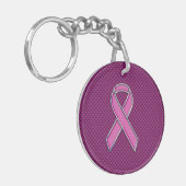 Roze koolstofbewustwording Fuchsia Carbon Fibre Sleutelhanger (Voorkant Links)