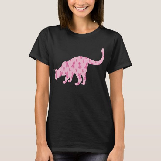 Roze koolstofkatten voor kanker t-shirt (Voorkant)