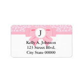 Roze koolstofmonogram met Floral Print Etiket (Voorkant)