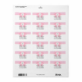 Roze koolstofmonogram met Floral Print Etiket (Full Sheet)