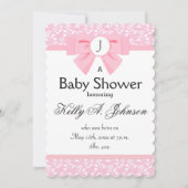 Roze koolstofmonogram met Floral Print Kaart (Voorkant)