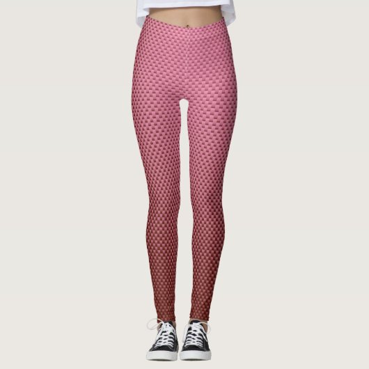Roze koolstofvezel patroon leggings (Voorkant)