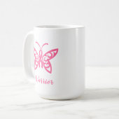 Roze koolstofvlinder Borstkanker arrior Koffiemok (Voorkant links)