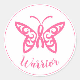 Roze koolstofvlinder Borstkanker arrior Ronde Sticker