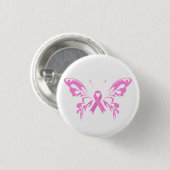 Roze koolstofvlinderborstkanker | Pin-Button Ronde Button 3,2 Cm (Voorkant /achterkant)