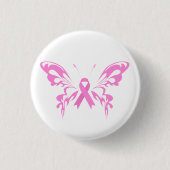 Roze koolstofvlinderborstkanker | Pin-Button Ronde Button 3,2 Cm (Voorkant)