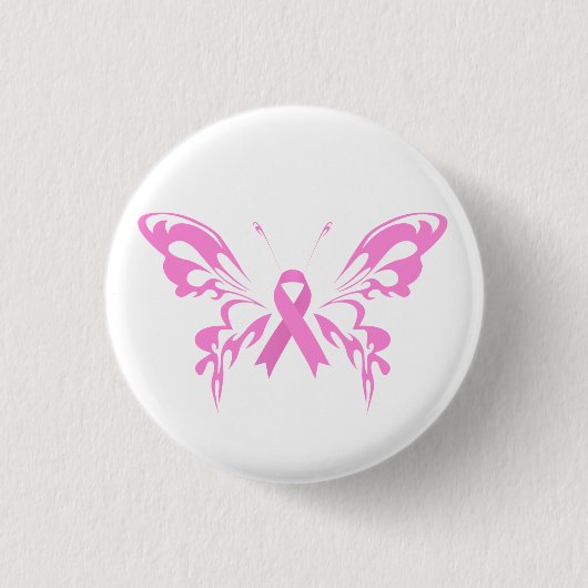 Roze koolstofvlinderborstkanker | Pin-Button Ronde Button 3,2 Cm (Voorkant)