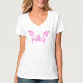Roze koolstofvlinderborstkanker | V-Neck-Shirt T-shirt