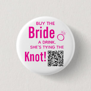 Roze Koop de Bruid een Drankje Hen Party Ronde Button 3,2 Cm