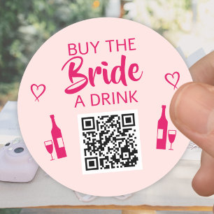Roze Koop de Bruid Eén Op QR Code Meisjesavond Ronde Sticker