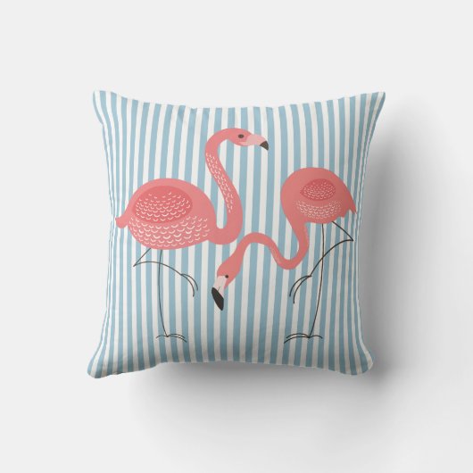 Roze koortsrokken met witte en blauwe strepen kussen (Achterkant)