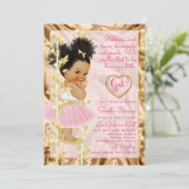 Roze koper Gold Baby shower Girl Kaart (Staand voorkant)