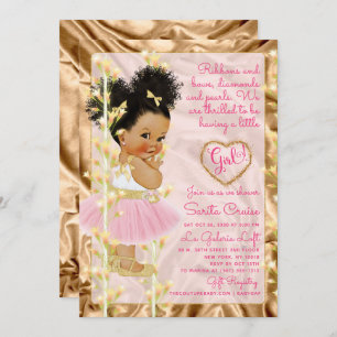 Roze koper Gold Baby shower Girl Kaart