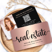 Roze Koper Zwart Foto Makelaar QR Code Visitekaartje