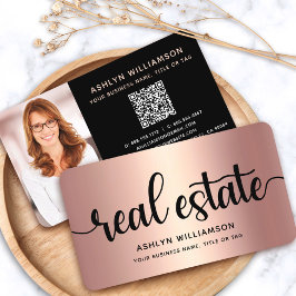 Roze Koper Zwart Foto Makelaar QR Code Visitekaartje