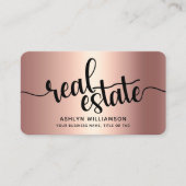 Roze Koper Zwart Makelaar Foto QR-code Visitekaartje (Voorkant)