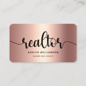 Roze Koper Zwart Realtor Foto QR Code Broker Visitekaartje (Voorkant)