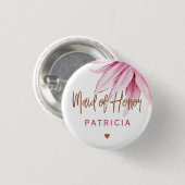 Roze koperen script vrijgezellenfeest bruidsmeisje ronde button 3,2 cm (Voorkant /achterkant)