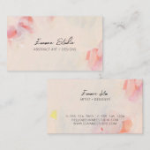 Roze & Koraal Abstract Bloemen Eenvoudige Artsy Visitekaartje (Voorkant / Achterkant)