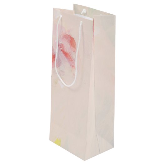 Roze & Koraal Abstract Kunst Schilderij Aangepaste Wijn Cadeautas (Achterkant Gekanteld)