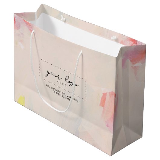 Roze & Koraal Abstract Kunst Zakelijk Bedrijfslogo Groot Cadeauzakje (Voorkant Gekanteld)