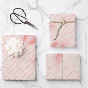 Roze & Koraal Abstracte Bloemschilderkunst met aan Inpakpapier Vel