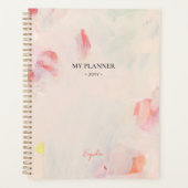 Roze & Koraal Abstracte Floral Art Goal Planner (Voorkant)