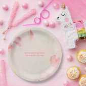 Roze & Koraal Abstracte Kunst het Schilderen Douan Papieren Bordje (Feest)