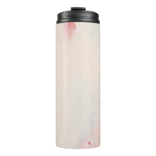 Roze & Koraal Abstracte Kunst het Schilderen Naam Thermosbeker (Voorkant)