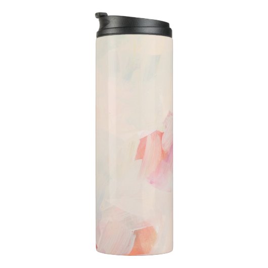 Roze & Koraal Abstracte Kunst het Schilderen Naam Thermosbeker (Geroteerd rechts)