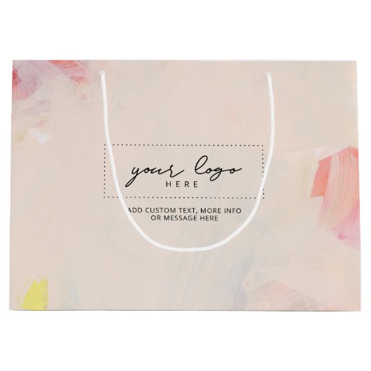 Roze & Koraal Abstracte Kunst Zakelijk Bedrijfslog Groot Cadeauzakje (Voorkant)