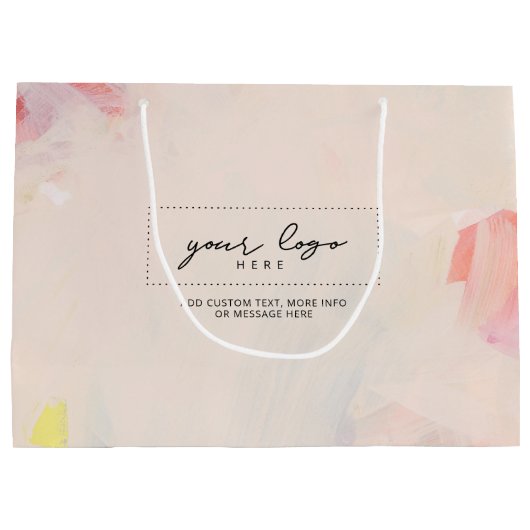 Roze & Koraal Abstracte Kunst Zakelijk Bedrijfslog Groot Cadeauzakje (Achterkant)