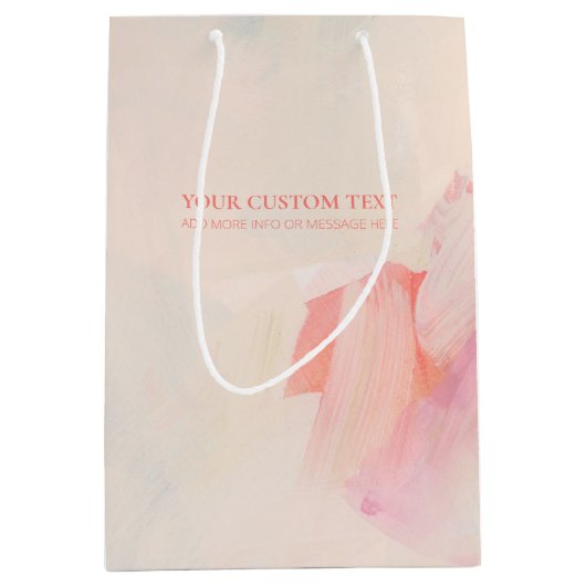 Roze & Koraal Abstracte Kunstschildering Aangepast Medium Cadeauzakje (Voorkant)