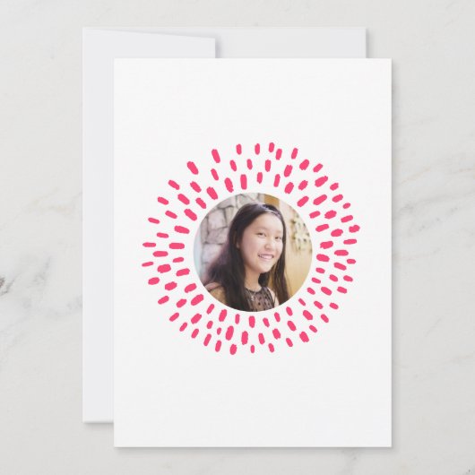 Roze Koraal Bat Mitzvah Foto Stralenbundel Vet Gro Kaart (Achterkant)