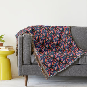 Roze, koraal, & Blauwgroen Fun Feather Pattern Fro Deken