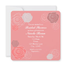 Roze Koraal Bloem Bruidsfeest Uitnodigingen