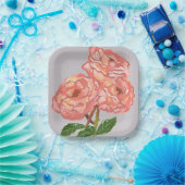 Roze & Koraal Bloemen Papier Borden Papieren Bordje (Feest)