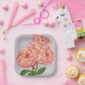 Roze & Koraal Bloemen Papier Borden Papieren Bordje (Feest)