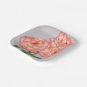 Roze & Koraal Bloemen Papier Borden Papieren Bordje (Gebogen)