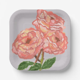 Roze & Koraal Bloemen Papier Borden Papieren Bordje