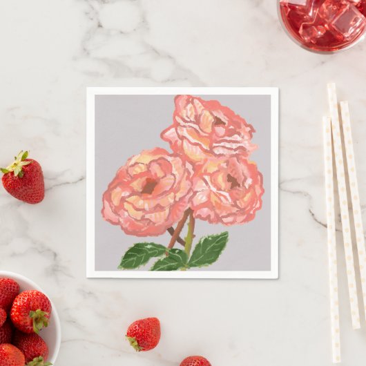 Roze & Koraal Bloemen Papier servetten (Insitu)