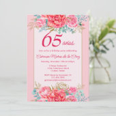 Roze Koraal Bloemen Spaanse 65ste Verjaardag Party Kaart (Staand voorkant)