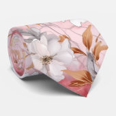 Roze Koraal Bloemen Waterverf Botanische Stropdas (Opgerold)